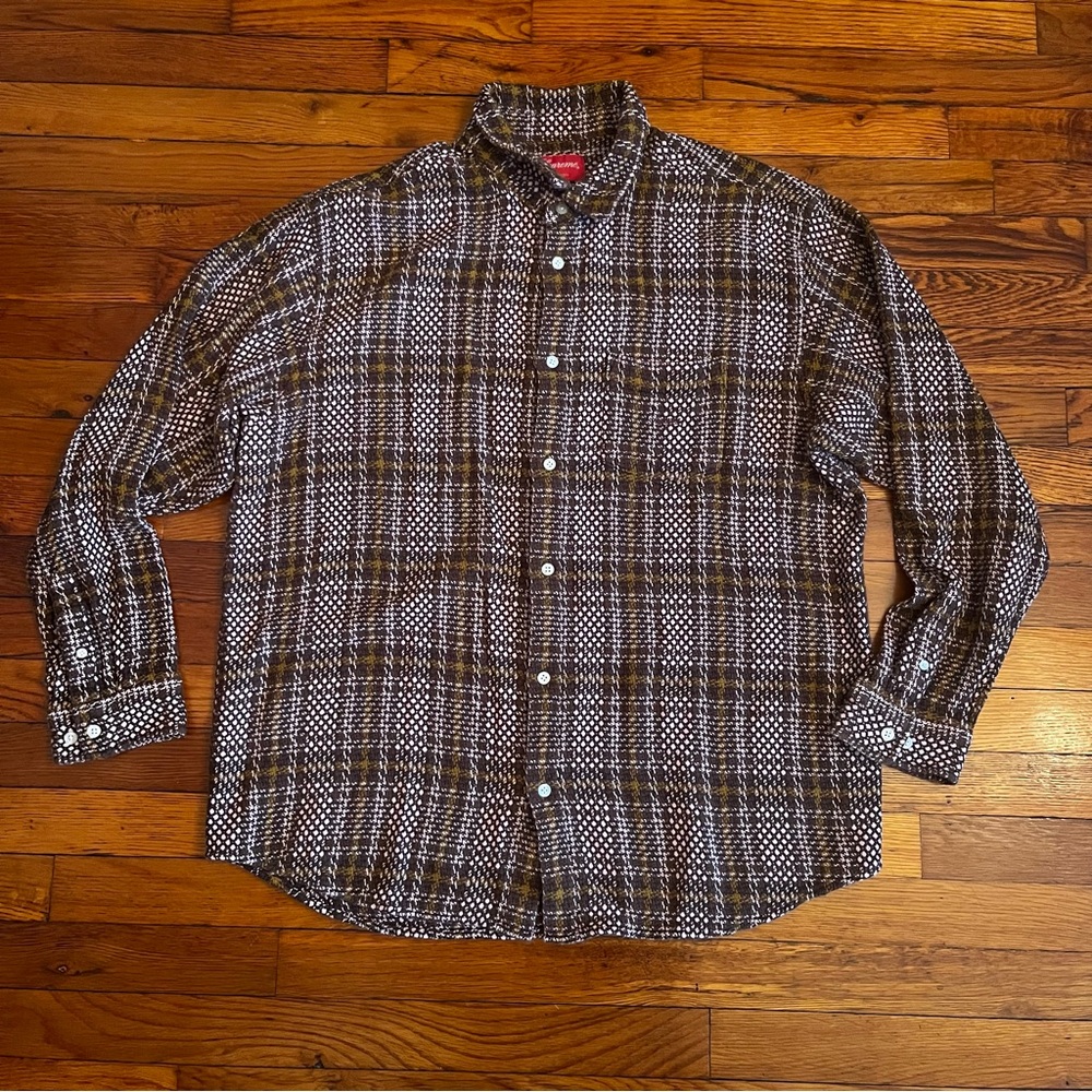 Supreme Brown Basket Weave Button-Down Shirt